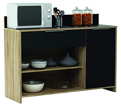 Demeyere Cracco A10 Buffet. Dim. 123 * 40 * 85H cm, melamina, chêne Brut et Noir