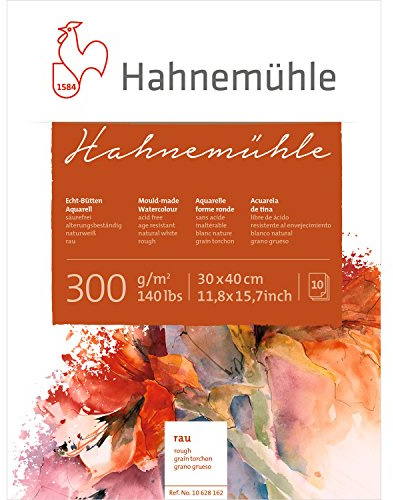 Hahnemuhle 300gsm Rough Watercolour Board block, 10 sheets, 30x40cm