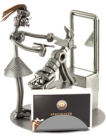 Steelman24 I Figurine en métal Toiletteuse avec Porte-Cartes De Visite I Made in Germany I Idées Cadeaux I Sculpture d’Acier I Hommes de métal