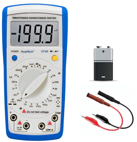 PeakTech P 3730 – Digitales Multimeter LCR-Messgerät – Digital Multimeter bis max. 200 µF / 20 H / 20Mohm – Strommessgerät für Induktivitäts-, Kapazitäts- & Widerstandsmessung – CAT II