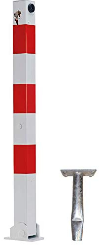 ABSPERRPFOSTEN 70x70mm Vierkantrohr, Umlegbar mit Profilzylinderschloß, zum Einbetonieren, ohne Ösen, Poller, Parkplatzsperre