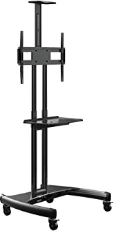 Rocelco VSTC 32-70 Mobile Flat Screen, Monitor, A/V and TV Cart with A/V Component and Webcam Shelves (R VSTC), Black
