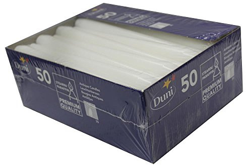 Duni Leuchterkerzen weiß, 25 cm, 50 Stück
