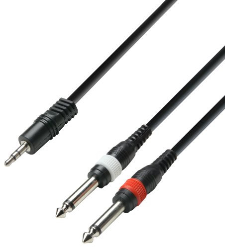 Adam Hall Cables K3YWPP0300 - Cavo audio con connettore jack stereo da 3,5 mm su 2 connettori jack mono da 6,3 mm, 3 m