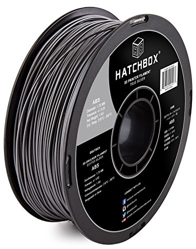 HATCHBOX Filamento ABS para impresora 3D – Bobina de 1,75 mm plata 1 kg – MakerBot RepRap MakerGear Ultimaker UVM.