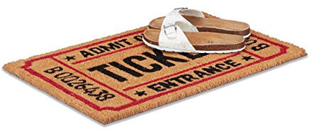 Relaxdays Felpudo Ticket, 1,5 x 60 x 40 cm, Exteriores, Antideslizante, Goma, clásico, Fibra de Coco, Multicolor, 40x60x1.5 cm