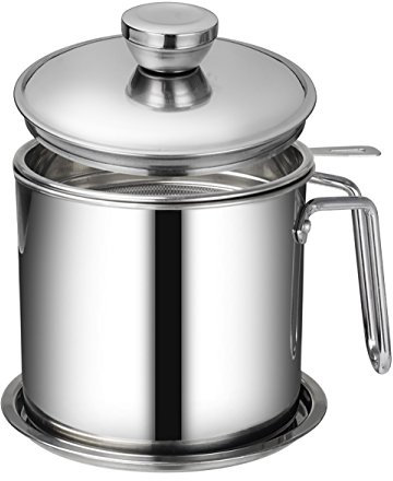 Acciaio inossidabile grasso contenitore con separatore durevole Bacon Cooking oil strainer e cottura Grease can per riutilizzo olio in acciaio INOX 2.5 L