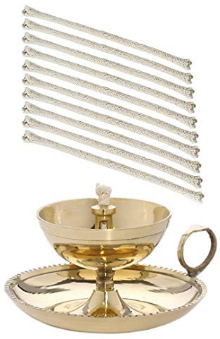 NKlaus Lampada a olio Ghee con 10 stoppini di ricambio fatta a mano in ottone casa giardino oro grande 40600