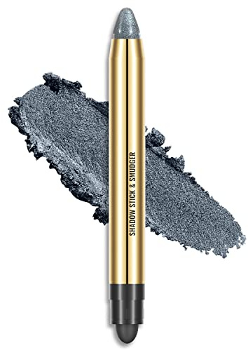 KXAMELIE Trucco per occhi: bastoncini per ombretto con pennello a doppia estremità, metallizzati e glitter, impermeabili, coprenti, naturali, crema, unisex, per adulti