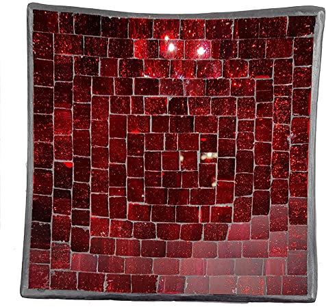 SAWA Obst-Schale Glas-Mosaik-Schale, Dekoschale mit bunten Mosaiksteinen, eckige Mosaikschale (211, A 20 cm)