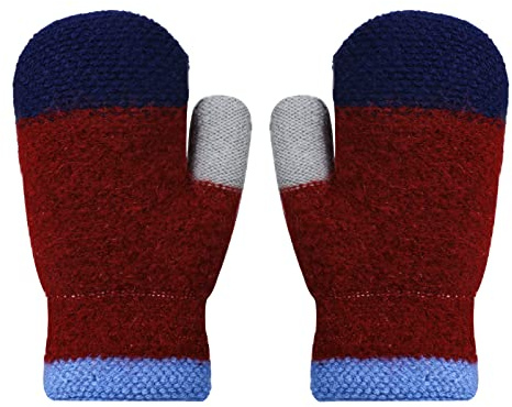 TAGVO Gants et Moufles pour Enfant, Gants Tricotés D'hiver, Gants de Mitaines à Doublure Polaire épaisse, Gants Entièrement Recouverts de Doigts pour Garçons Filles âgés de 6 à 12 ans