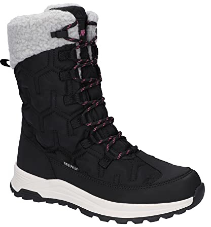 Hi-Tec Dam Sophia WP-Jet Black/Festival Fuchsia-4 snöstövel, 4 UK
