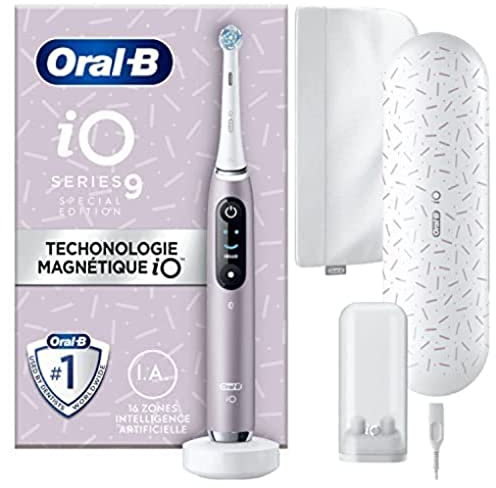 Oral-B iO 9 Cepillo de Dientes Eléctrico con Mango Recargable, 1 Cabezal, Estuche de Viaje con Cargador y Funda Magnética, Diseñado por Braun, Regalos Originales para Mujer y Hombre - Rosa