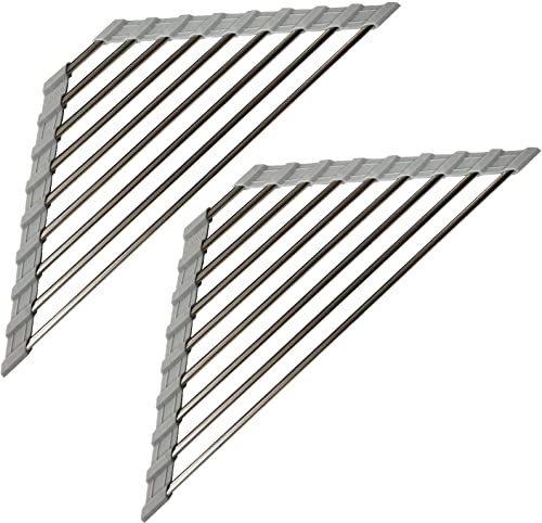 2 Stück Spülbecken-Eck-Abtropfgestell, Spülbecken-Schwammhalter in Spülbecken, Abtropfgestell, Eckspüle, Sieb über dem Spülbeckenregal (runde Röhre, 2 Stück)