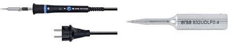 Ersa PTC70 Temperaturgeregelter Lötkolben 75W 230V 0710CD & Dauerlötspitze gerade verlängert bleistiftspitz 0,4mm Durchmesser mit ERSADUR-LF Beschichtung (bleifrei löten)für erhöhte Standzeit 0832UDLF