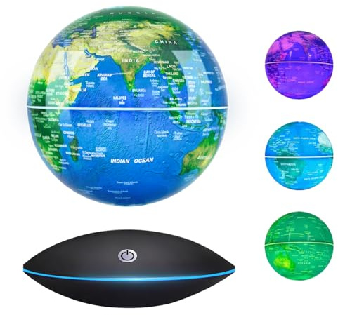 Flagest Magnetic Levitation Floating Globe with 16 Colors LED Lights, Rotating World Globe Lamp for Home Office Desk Decor Levitating Display, Cool Tech Gadgets for Men Husband Boys Girls