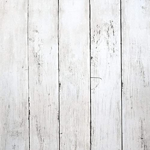 CiCiwind Selbstklebend Tapete Holzoptik 44CM×15M Möbelfolie Selbstklebend Weiß Holz Streifen Wandverkleidung Selbstklebend Vinyl Klebefolie Holzoptik für Wand Schrank Tisch Dekor