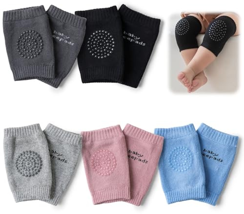 RZMZBY 5 Paar Baby-Knieschützer zum Krabbeln – Kleinkinder-Knieschützer, verstellbare elastische Beinlinge, für Mädchen Junge mit Anti-Rutsch