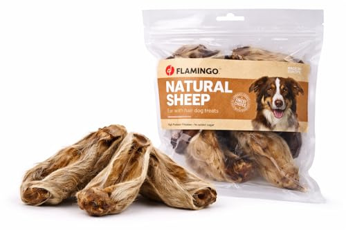 Flamingo hundeleckerli - leckerli Hund - Nature - Schafsohren mit Fell - 200 gr - glutenfrei - ohne Zuckerzusatz - ohne Farb- und Konservierungsstoffe