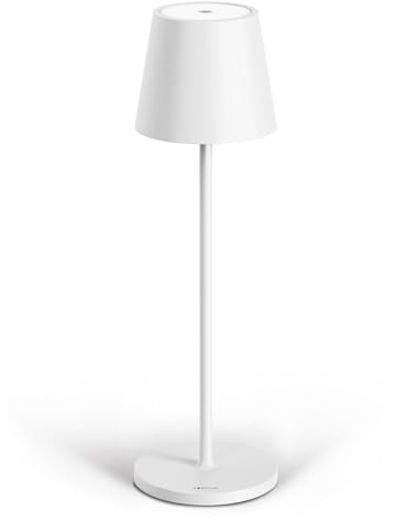 Stilosa Classica 3 - Dimmbare LED Akku-Tischlampe IP54 Indoor & Outdoor - Aufladbar - Warme Lichtfarbe - Designer Tischleuchte mit USB-C Port - Mattweiß