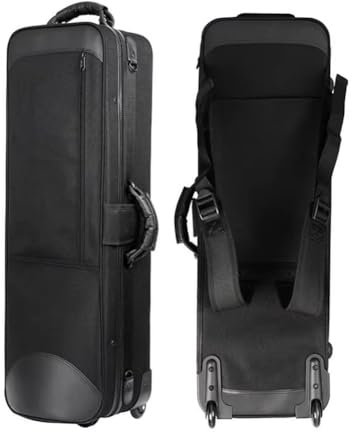 HDYNUZ Tenor-Posaune-Tasche, Posaunen-Rucksack-Tragetasche, Oxford-Stoff-Rucksack, verstellbare Schulter, wasserdicht und Drop-Posaunen-Zubehör (Size : with Wheels)