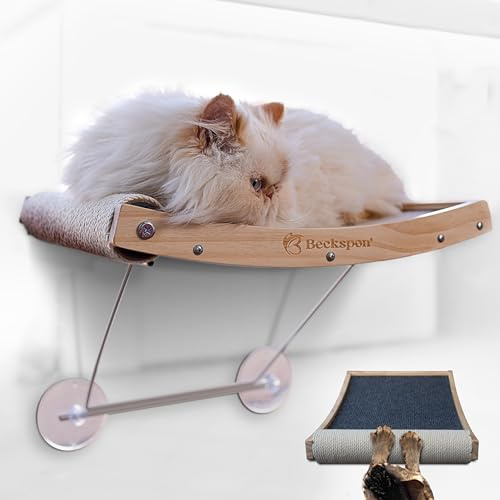 BECKSPON Hamaca para Gatos Con Rascador Integrado | Plegable | Cama Colgante para Ventana | Soporta Hasta 20kg | Color Grey