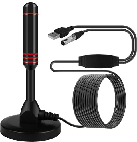 Vegena DVBT/DVBT2 Antenna da camera per TV, antenna TV HD con base magnetica 5 m, antenna telescopica digitale 360° per DTMB, ISDB, DVB-T2, DMB-T