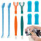 Hunde Zahnbürsten-Set, 2 Stück Dreifach Köpfe Hundezahnbürsten, 4 Finger Zahnbürste, 2 Doppelköpfige Zahnbürste, Multi-Winkel-Zahnreinigungsset für Kleine, Mittelgroße und Große Haustiere