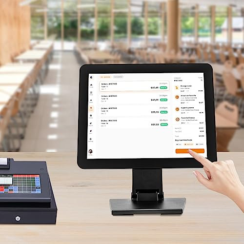 15 Zoll Registrierkasse Display YUNRUX 1024×768 Auflösung Kassenmonitor klappbar 0-90°Touchscreen Monitor USB POS LCD Monitor Touchscreen Monitor für Kassensystem HDMI VGA Kopfhöreranschluss
