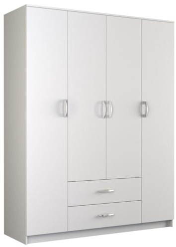Oggi Armoire, Bois d'ingénierie, Blanc, 160 x 205 x 52 cm