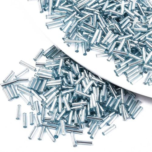 Handicraft Emporium | Transparent Glass Bugle Beads | Light Grey | 50g