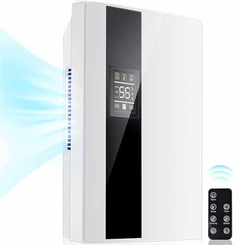 KANBUN Deumidificatori Domestici, asciugatrice elettrica Portatile con Telecomando, deumidificatore Ultra Silenzioso con Tubo di Scarico, Serbatoio dell'Acqua da 77 Once,