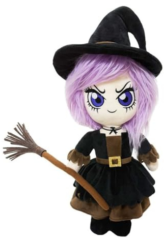 Figura Muñeca de Trapo Peluche Bruja con Escoba y Sombrero 47cm