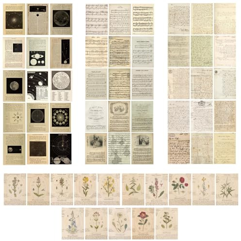 Scrapbook Papier,120 Blätter14x20cm 4 Stile Scrapbooking Sticker,Vintage Bastelpapier Washi Dekopapier,Designpapier für DIY Kunst,Notizbuch,Tagebuch,Journal,Handwerk