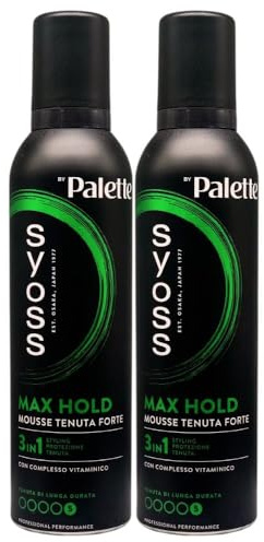 Mousse Tenuta Forte, Non Incolla, Facile da Spazzolare Via, Resistenza Estrema, 48h di Tenuta Extra Forte per Capelli Morbidi e Lucenti. Formato da 250ml (2 Unità)