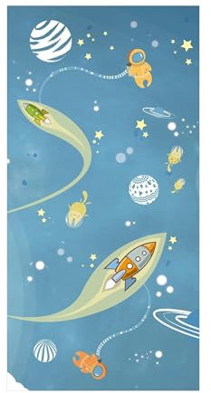 micasia Vinylteppich nass abwischbar Kinderzimmer Bodenschutz - Made in Germany - Weltall Modern 2,2mm dünne Vinyl Bodenmatte blau Kinderteppich trittsichere Matte 5188 (40x80cm)