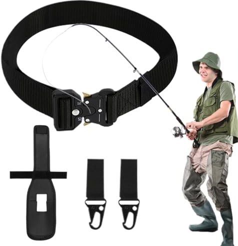 Generisch Wade Fishing Gürtel - Angel-Kampfgürtel - Schnellverschluss, Verstellbares Wurfzubehör Mit 2 Haken & Tragbarem Rutenhalter Für Outdoor Sport Camping Wanderung Anfänger