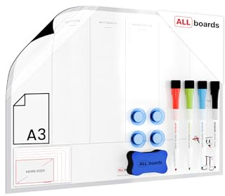 ALLboards Wochenplaner DE Sprachversion für Kühlschrank A3 – magnetisch + GRATIS