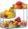 JF HOME BLISS 3-Tier Metal Fruit Basket Large Countertop Fruit & Vegetable Storage Stand for Kitchen Dining Table Space-Saving Organizer for Apples Bananas Onions Snacks Bread (Black)
