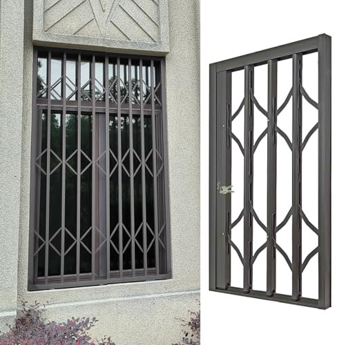 Inferriate per Finestre Barre di Sicurezza per Finestre di Cantine e Capannoni, Protezione di Sicurezza Pieghevole per Porte E Finestre per Bambini, Balaustra Antieffrazione per Finestre, Barra Grigia