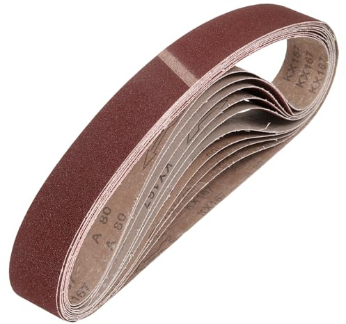 QUARKZMAN 25mm x 457mm Nastri Abrasivi, 10Pz 80 Grana Carta Vetrata per Levigatrice Ossido di Allumina Per Lavorazione Legno, Lucidatura Metalli, Affilatura Coltelli