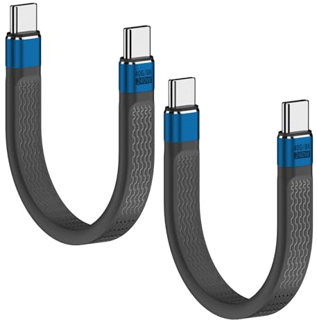 2 Piezas USB4.0 Cable USB C Corto 13cm, Cable USB C a USB C 240W PD3.1 Carga Rápida, Cable de Datos 40Gbps, Vídeo 8K 60Hz, Compatible Thunderbolt 3/4, MacBook, para iPad, iPhone 16/15, Samsung Galaxy