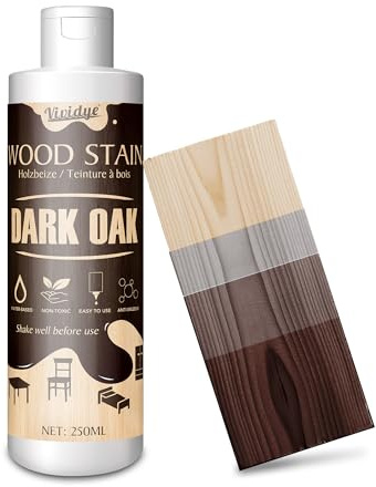 Barniz de Madera Roble Oscuro, 250ml Tinte para Madera de a Base de Agua para Muebles de Interior y Exterior, Gabinetes, Puertas y Más, Secado Rápido, Bajo Olor y No Tóxico, Fácil de Aplicar, Dark Oak