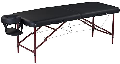 Master Massage Zephyr Lightweight Portable Massage Table Package – Professional Folding Spa Bed, Tattoo Table with Carrying Case (Black, Maroon)