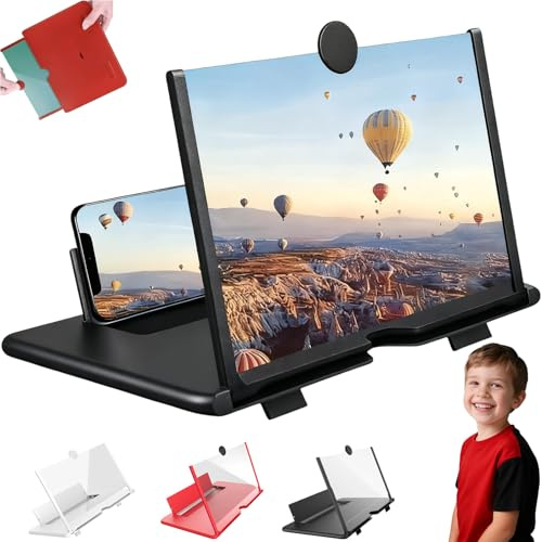 Ultra-Clear Magnifier Folding Screen, Mobile Phone Screen Magnifier Newest Version, Portable Phone Stand, Movie Video Game Enlarger, No Eye Strain, Compatible with All Smartphones (B,10inch)
