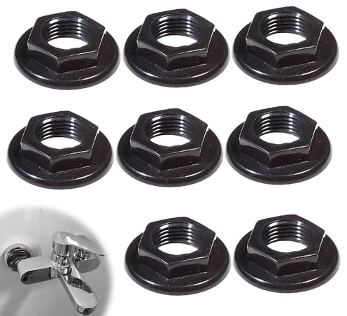 8PCS 1/2 Sink Tap Back Nut Black Shower Faucet Nuts Plastic Flange Nuts and Accessories Durable Faucet Nut Fixed Base for Kitchen Bathroom Home Use Fixing Fastener