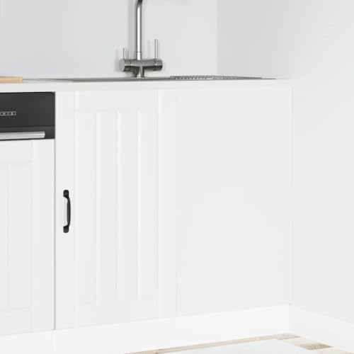 Zeehear Köksunderskåp Lucca vitt trämaterial, 86 x 46 x 81,5 cm, justerbara fötter, förvaringsutrymme för kök, hållbart material