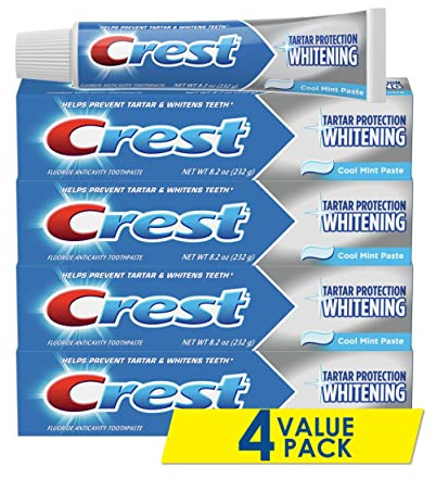 Crest Tartar Protection Whitening Cool Mint Flavor Toothpaste 8.2 Oz (Pack of 4)