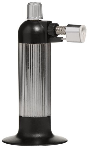 Premier Housewares Chefs Blow Torch in Kitchen Gadget Silver Butane Lighter Refillable Blow Torch Cooking 17 x 8 x 7 cm