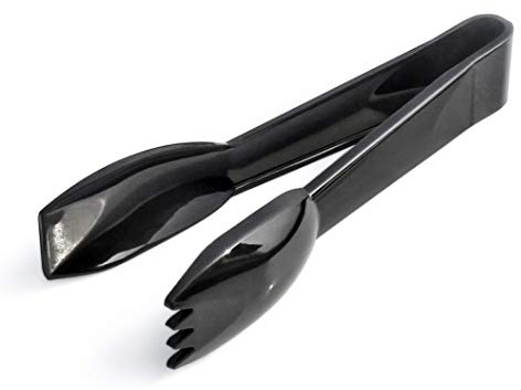 New Star Foodservice 42290 Utility Tong, High Heat Plastic, Straight Edge, 6 Inch, Set of 12, Black